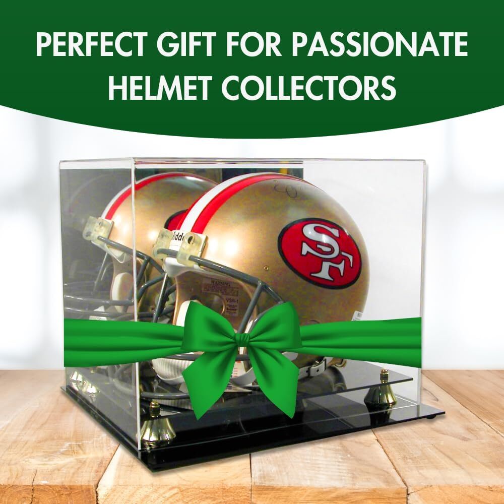 Deluxe Full Size Football Helmet UV Protected Display Case with Mirror Back