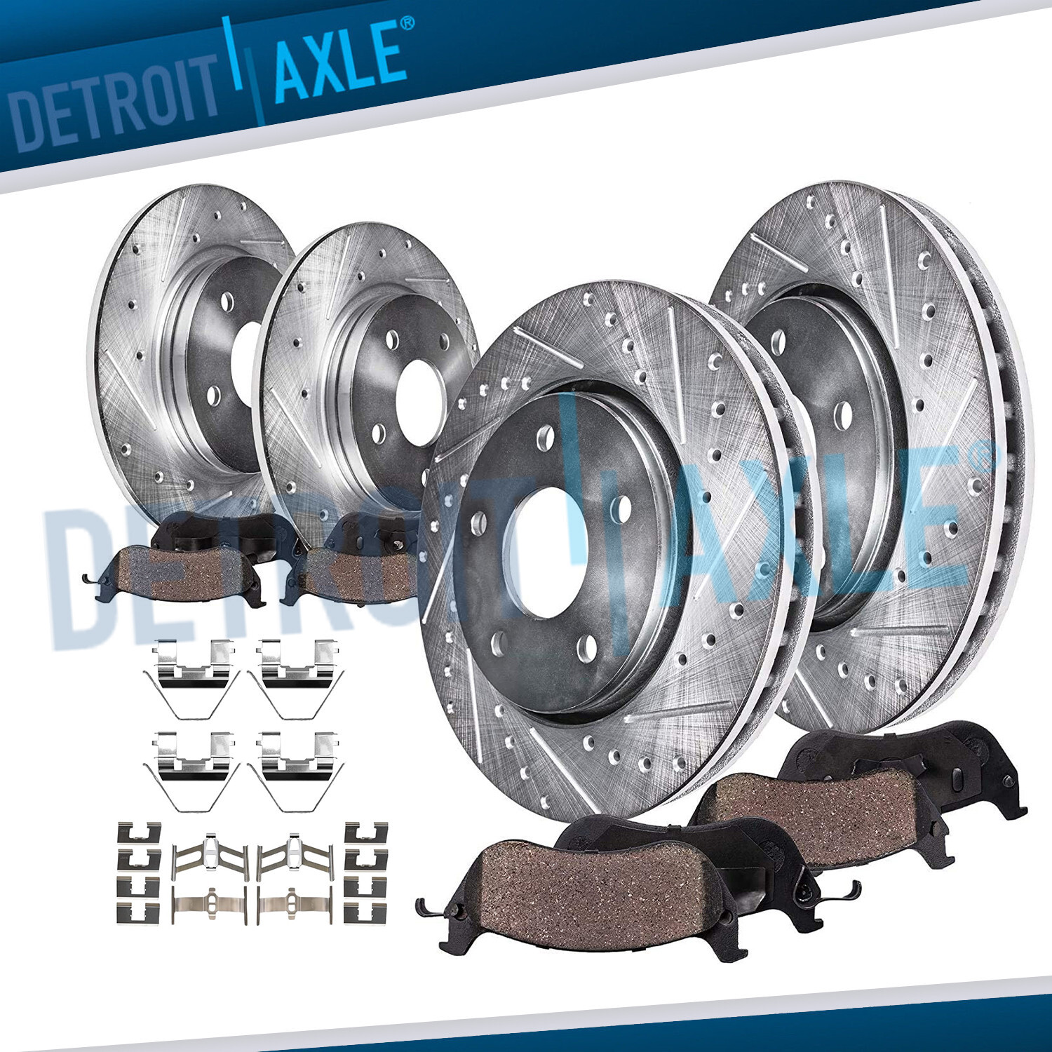 Front Rear Drilled Rotor Ceramic Brake Pad for 2003-2007 Acura TSX Honda Accord