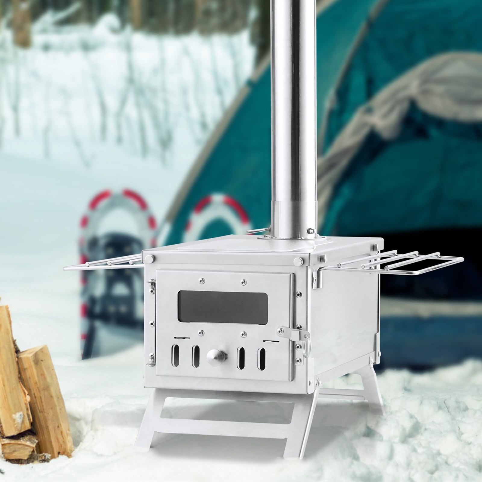 VEVOR Portable Wood Stove Camping Hot Tent BBQ Stove with Pipes