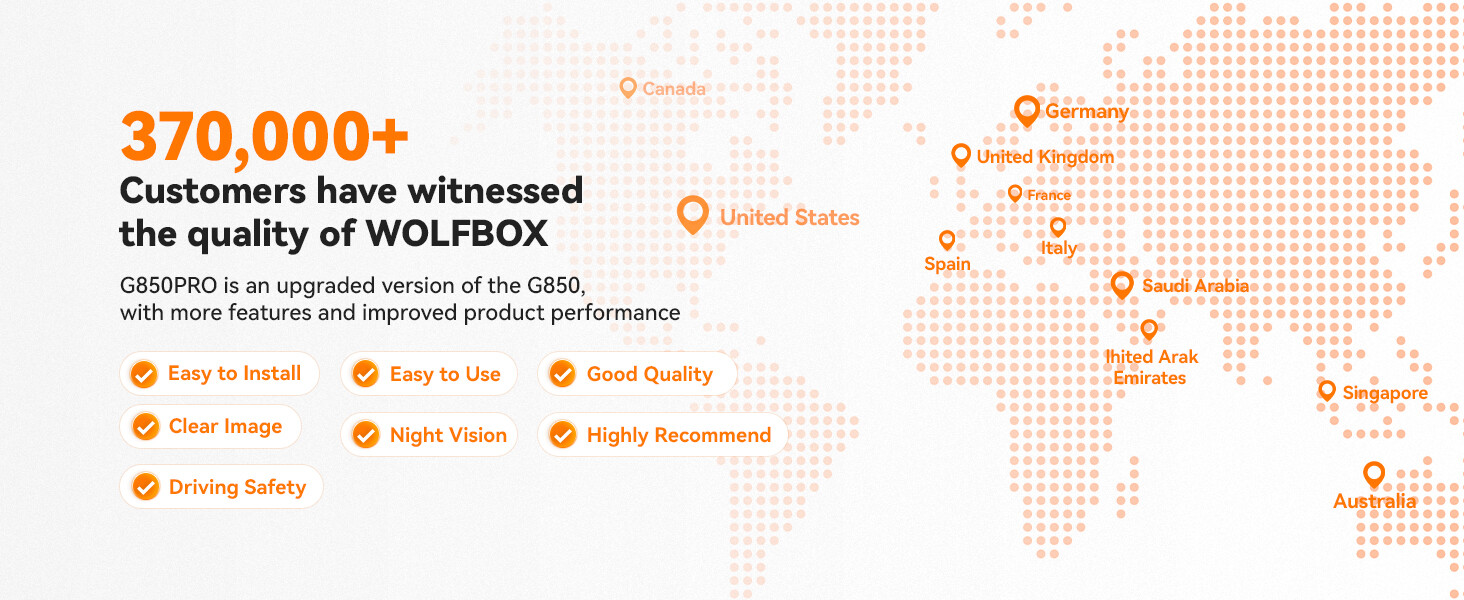 WOLFBOX G850 PRO Rear View Mirror Dash Cam GPS WiFi, Voice Control, ADAS & BSD