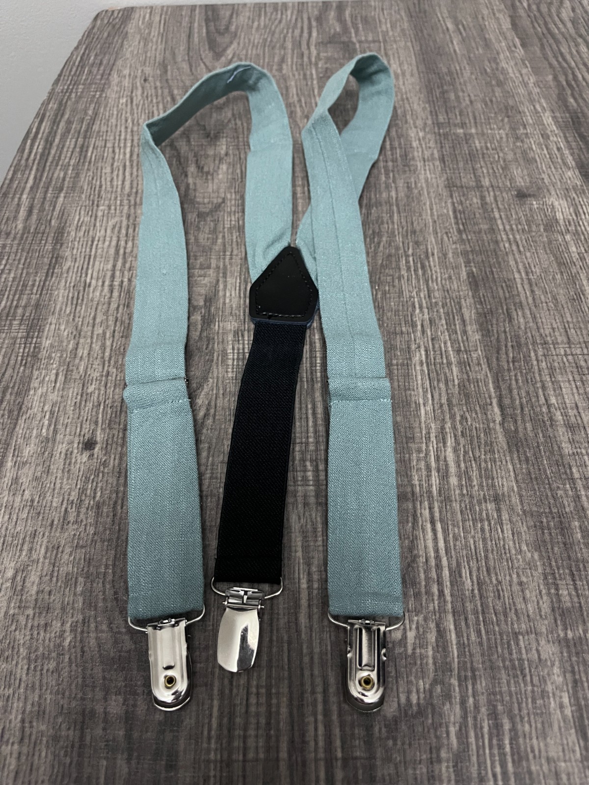Belluno Boys and Youth Solid Suspenders Set Blue-Green M