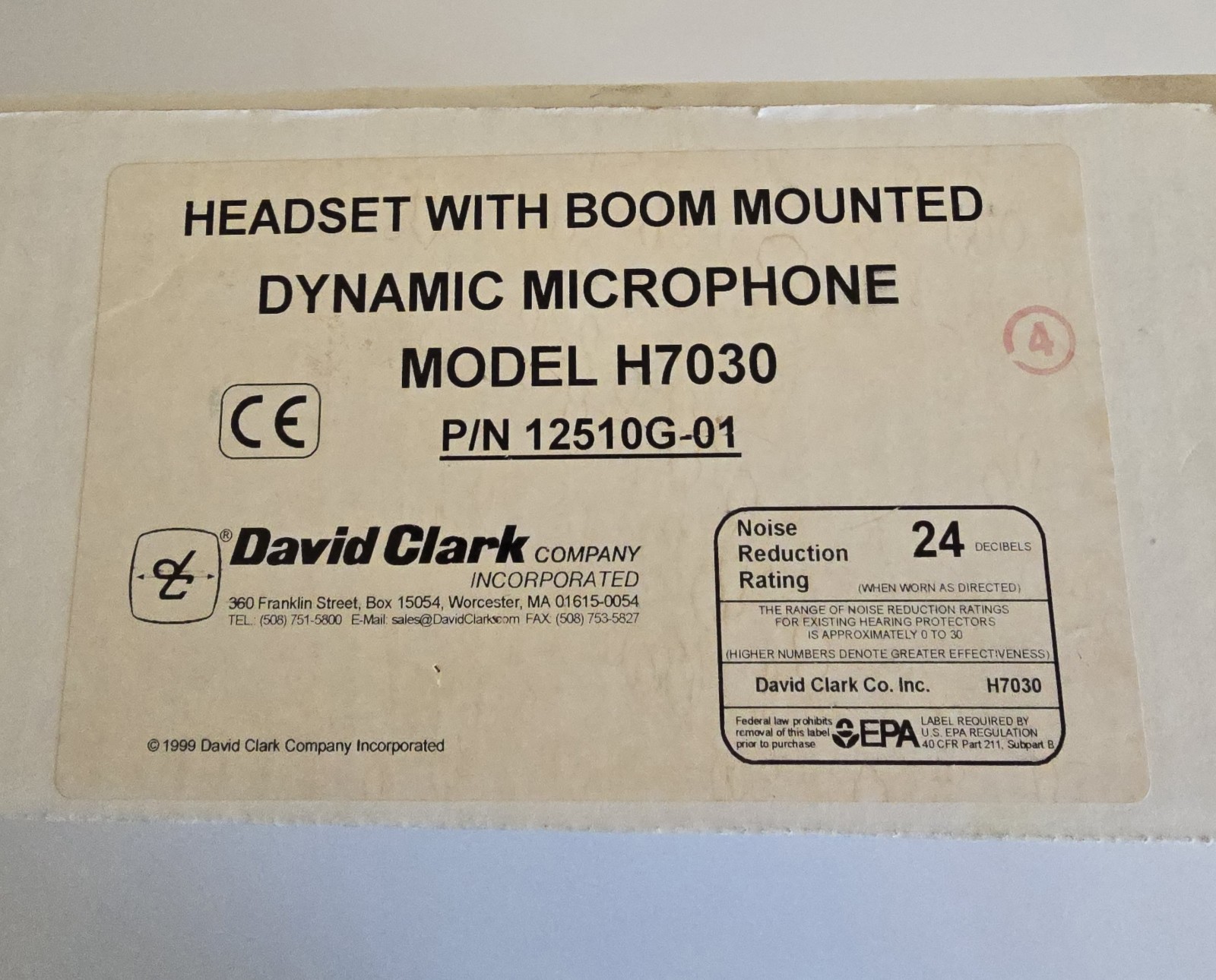 David Clark Headset Model H7030 Aviation Headset with Microphone