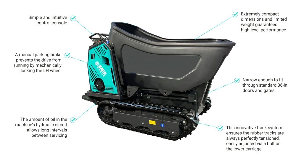 CLEARANCE! Tracked Concrete Buggy IMER Tracker 1624 | 16 Cu. Ft. Swivel Dump