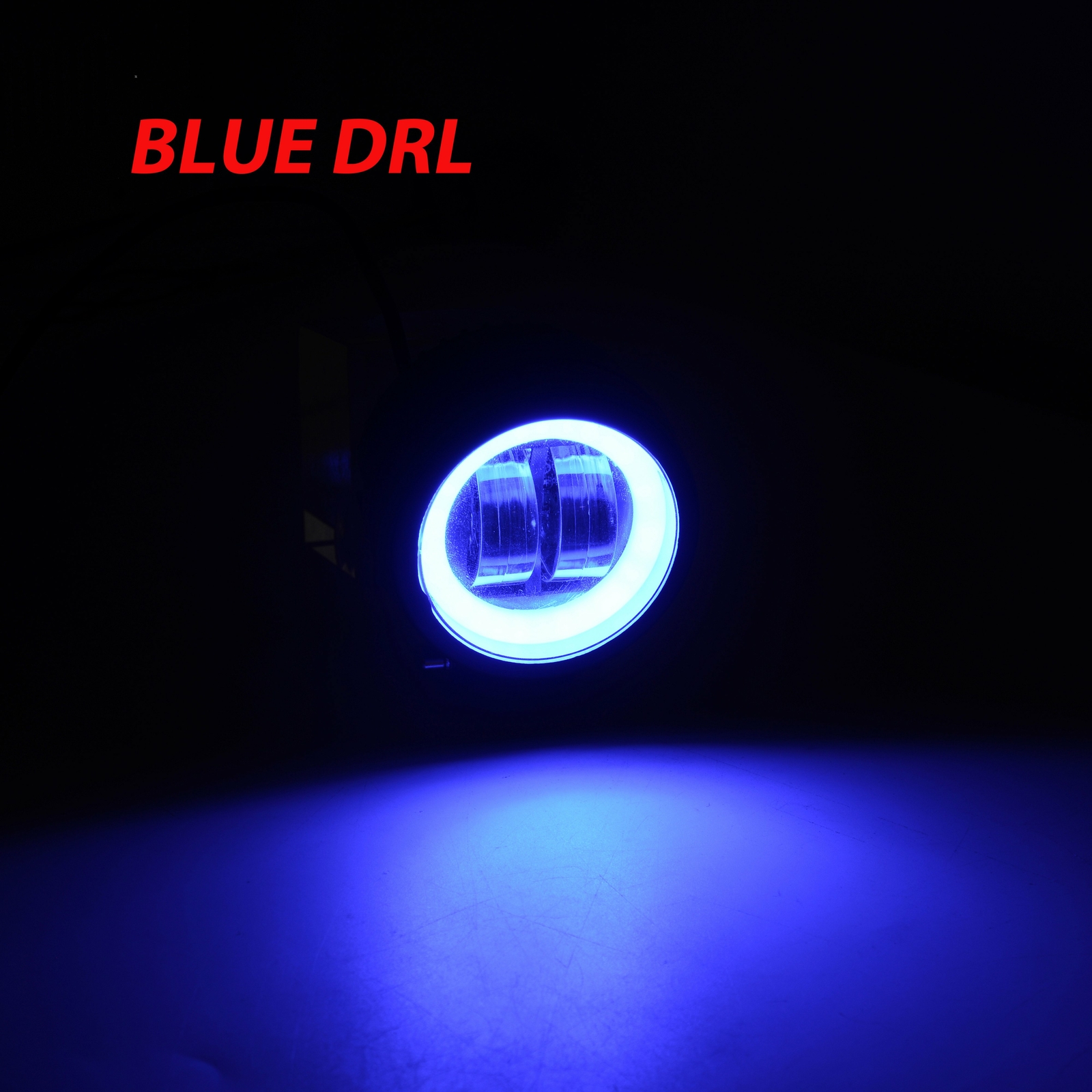 2pcs LED Halo Spot Light Motorcycle Bike Headlight Fog Light Blue Driving Lamp