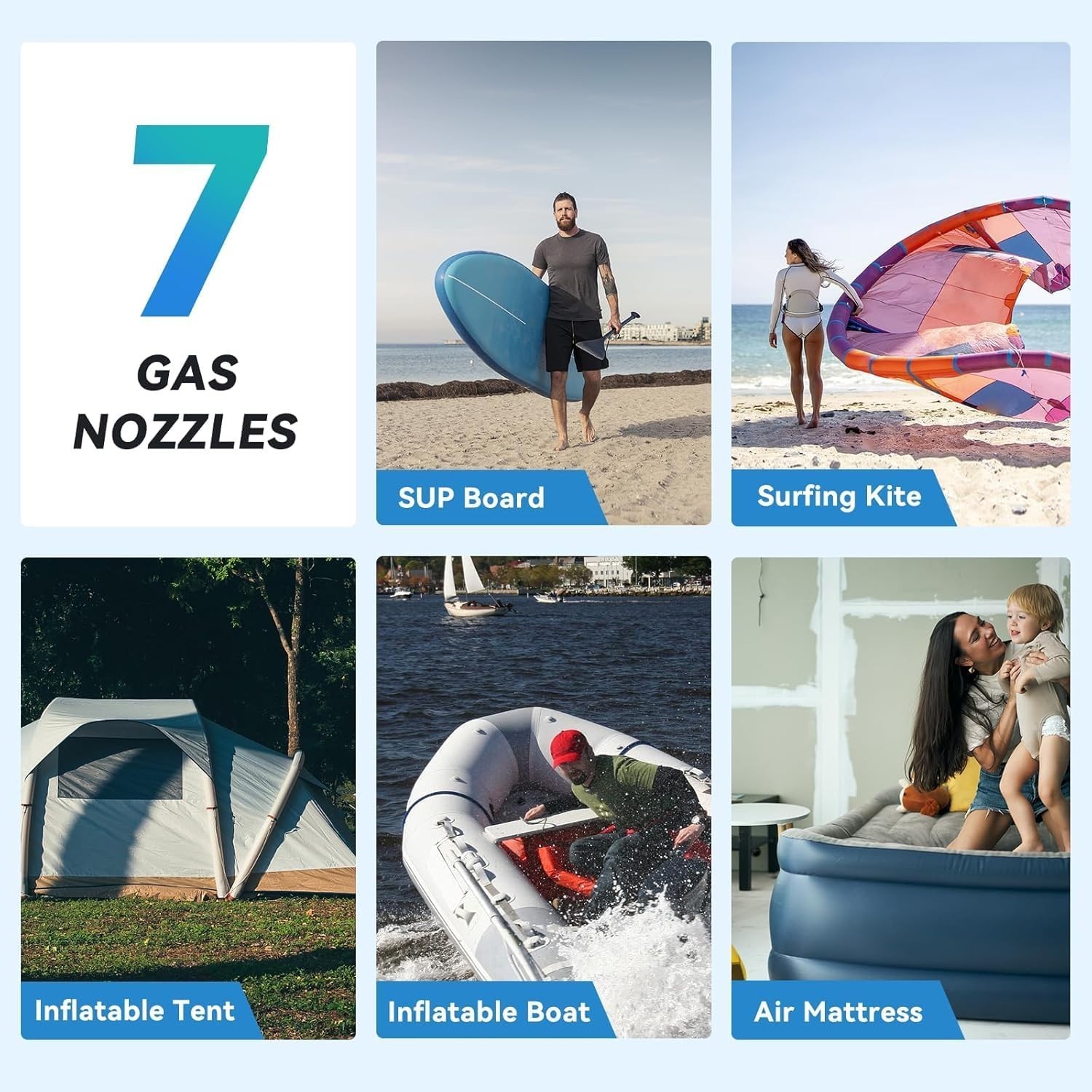 20PSI Rechargeable Electric SUP Air Pump | Inflator for Paddle Board, boat, tent