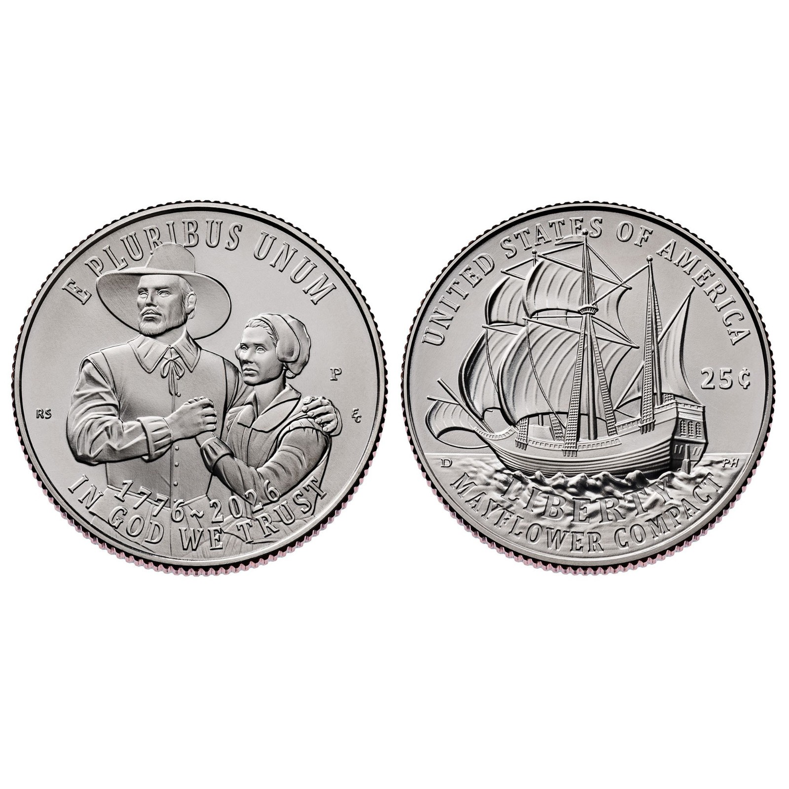 America 250 Mayflower Compact 1776-2026 Uncirculated Quarter $10 Roll * P Mint *