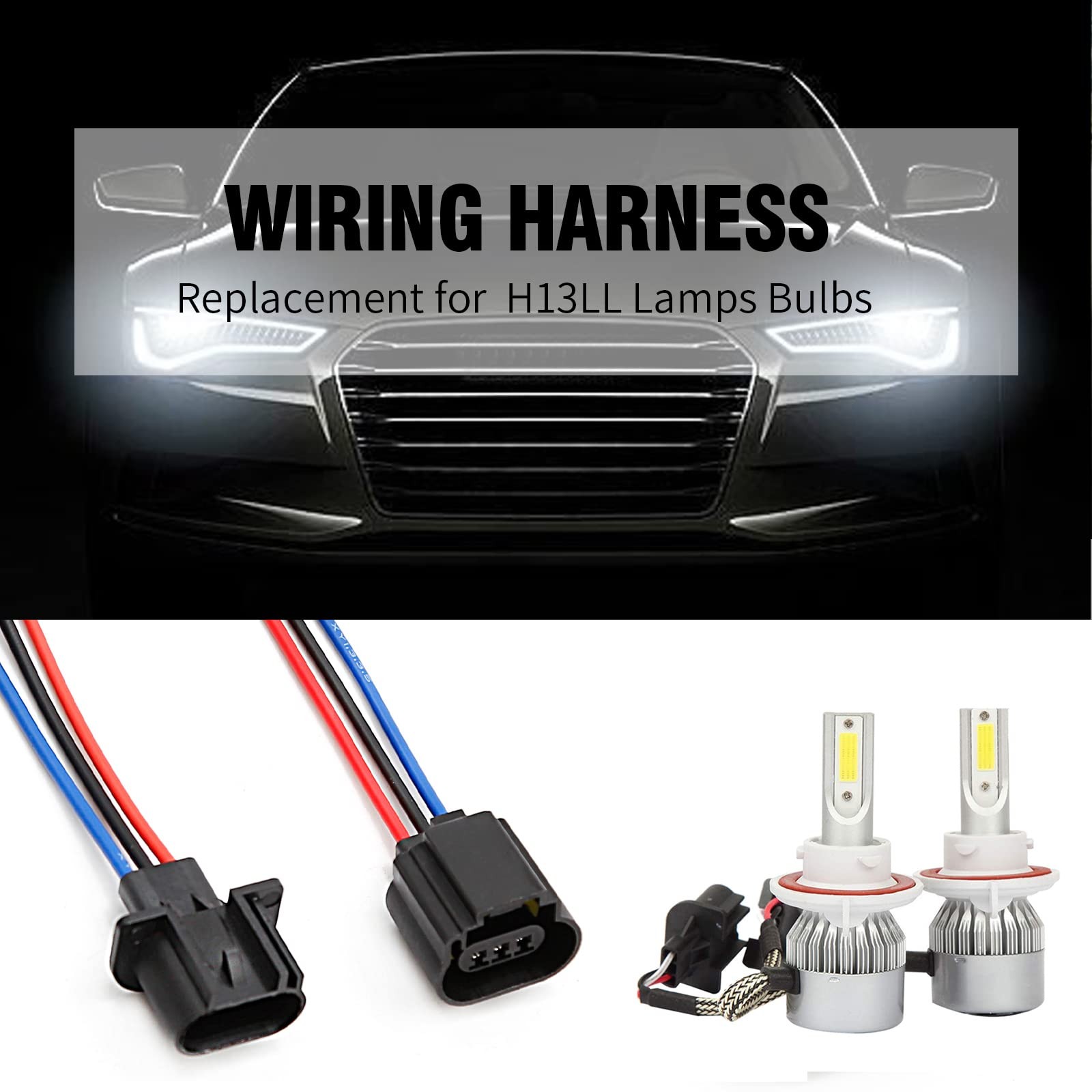 4Pack H13 9008 Headlight Socket Wiring Harness Adapter
