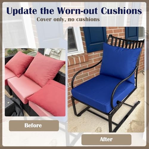 Outdoor Seat Cushion Cover Set of 4, 24 x 20 Inch, 24 x 24 x 4 Inch Navy-8pcs