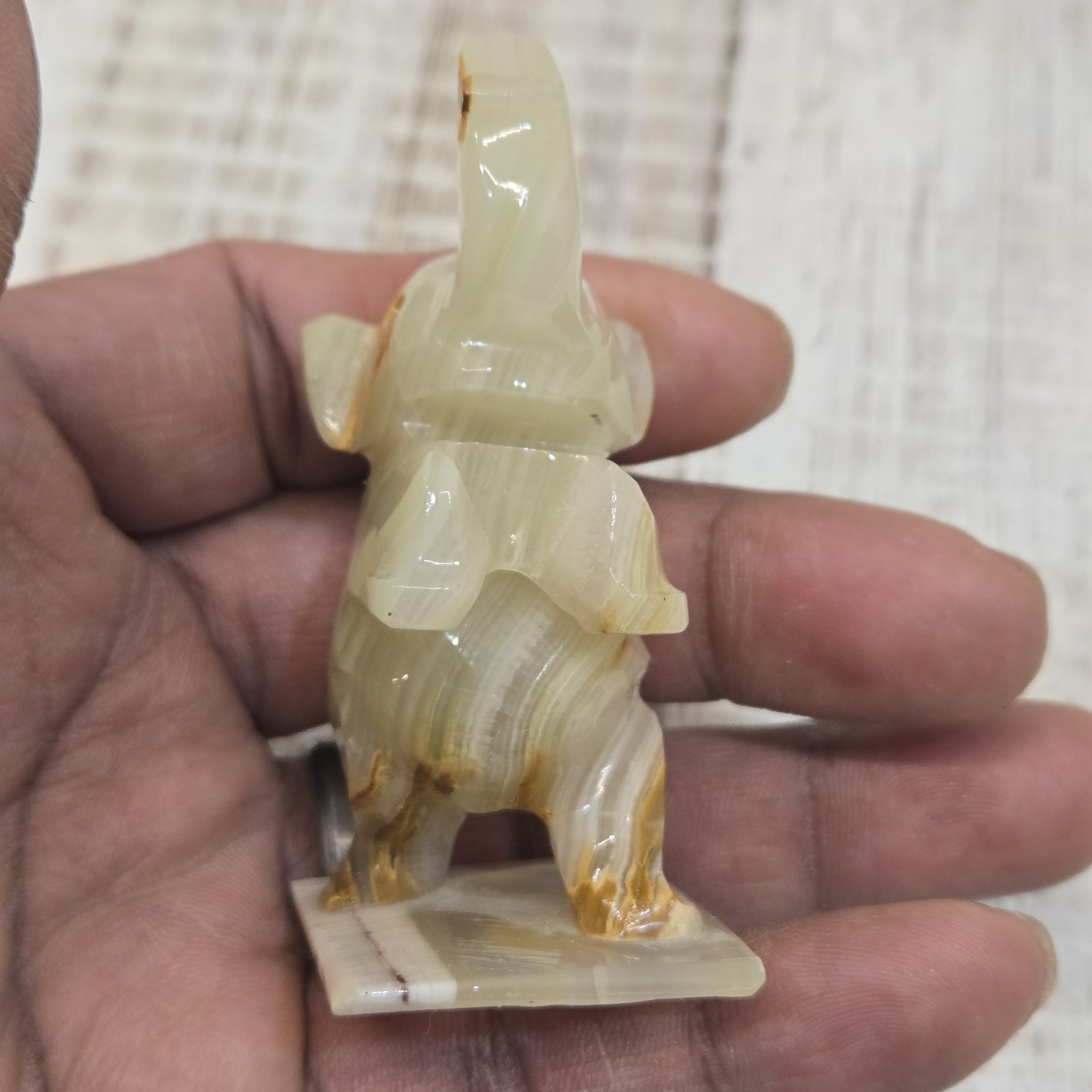 Lot Of 4 Vintage Hand Carved Marble/ White Onyx Quartz Stone Elephants