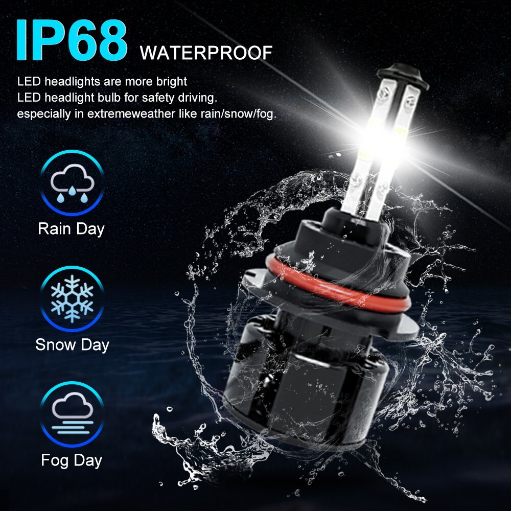 2x 9007/HB5 LED Headlight Bulbs Kit 6500K White High Low Beam Light Super Bright