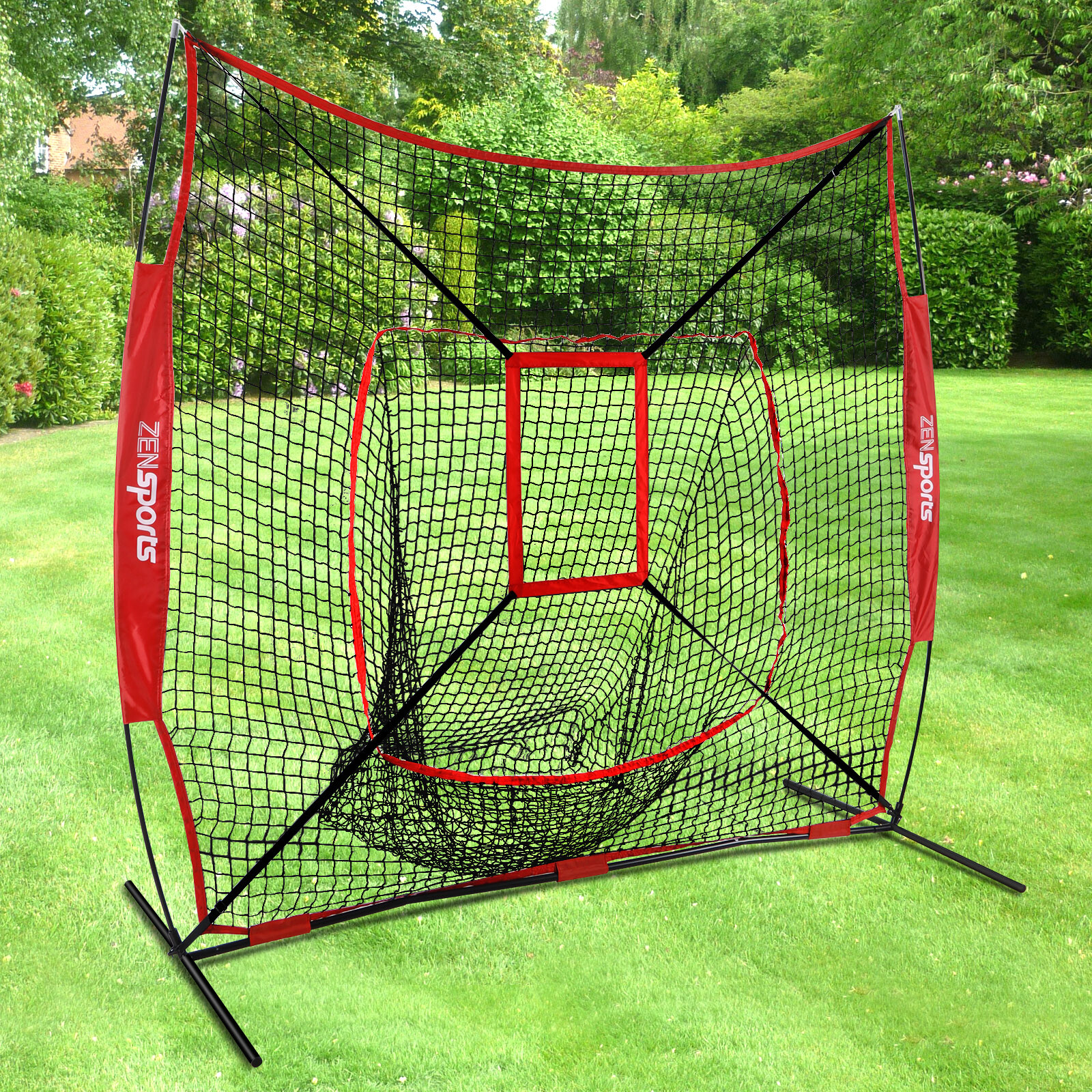 Portable Practice Net Baseball Softball 7x7' Bundle w/ Strike Zone & Training