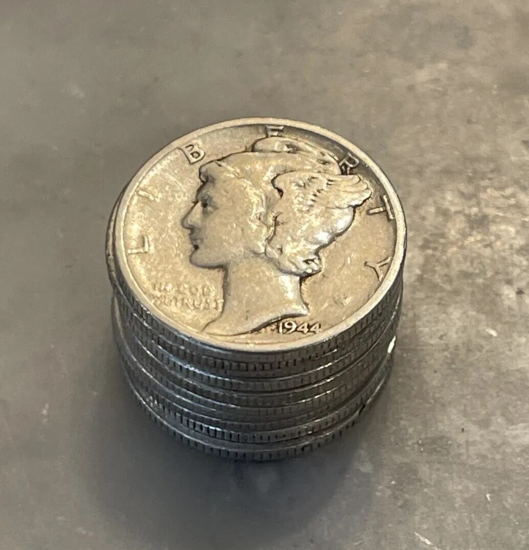[Lot of 10] Mercury Dimes Mixed Dates 1916-1945 Metal Coin Collectibles