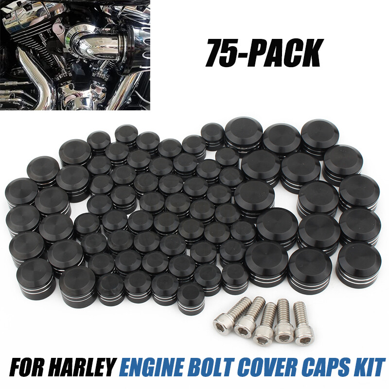 75pcs CNC Engine Bolt Topper Caps Cover Kit For Harley Touring Road Street Glide