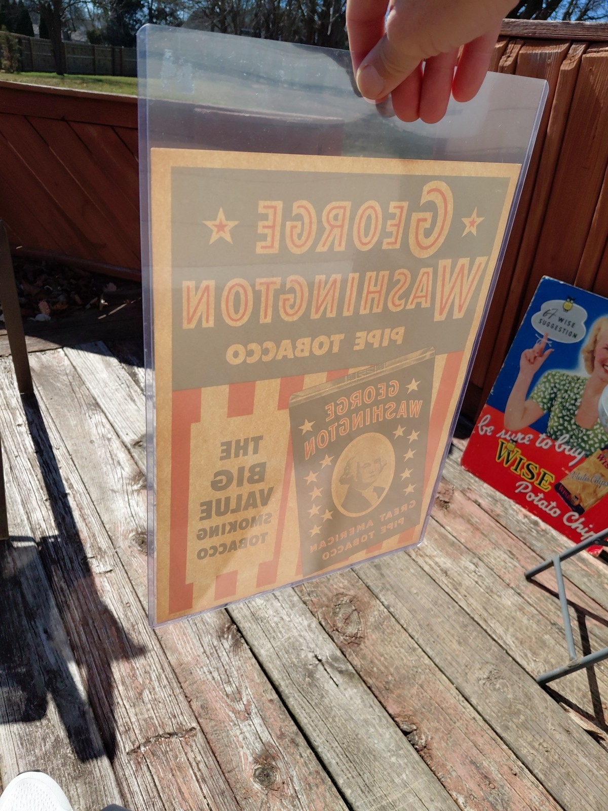 c.1946 Original Vintage George Washington Pipe Tobacco Sign Rj Reynolds NOS RARE