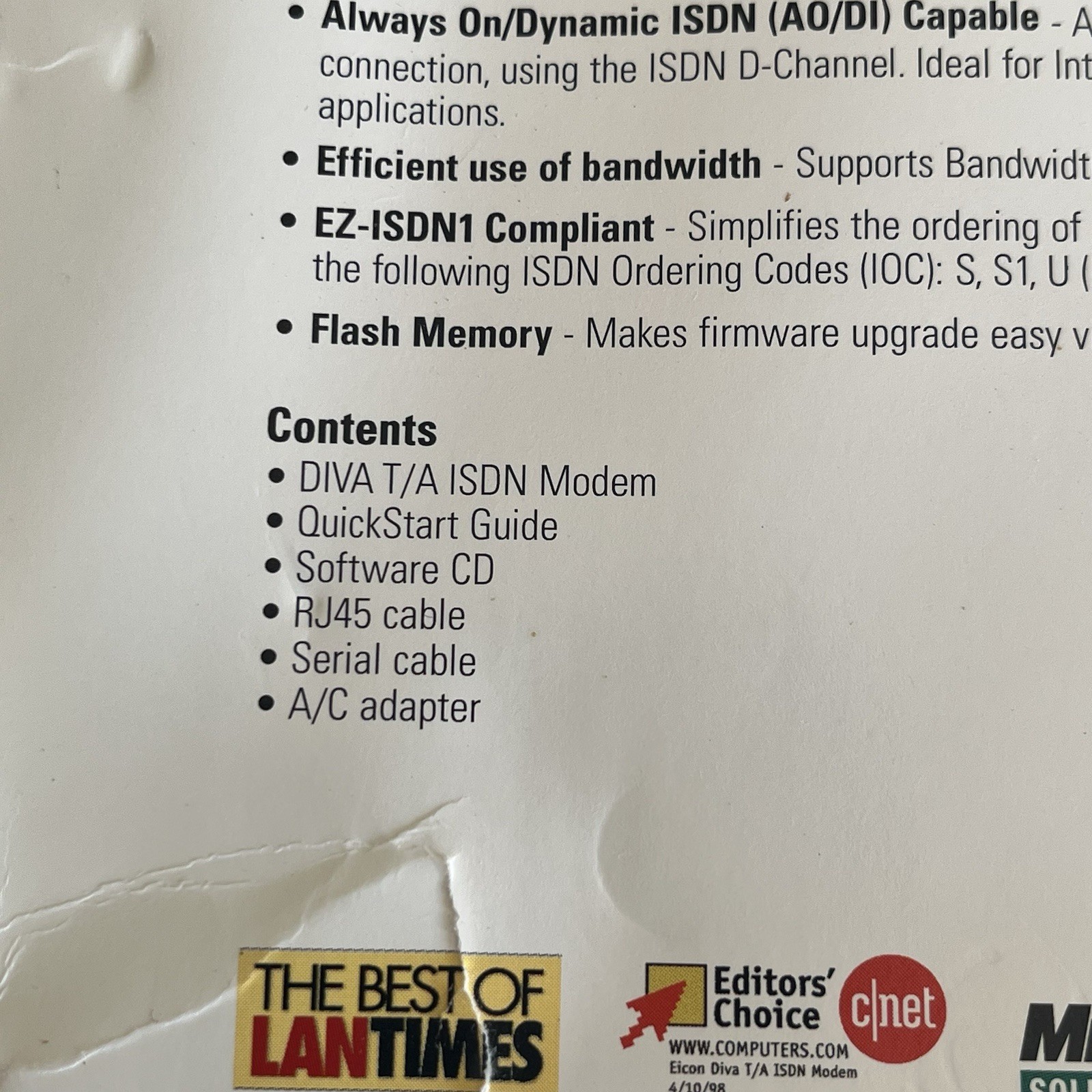 Eicon Technology DIVA T/A ISDN Modem External Vintage