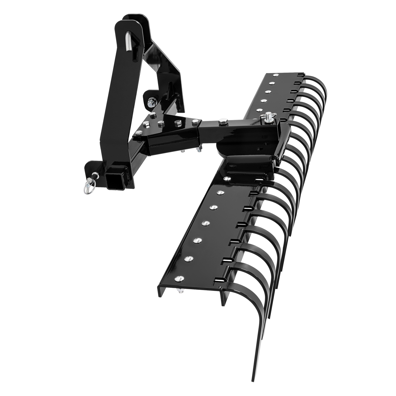 For Category-0 Tractor Hookup 5 FT Black 3-Point Landscape Rake Grass Comb