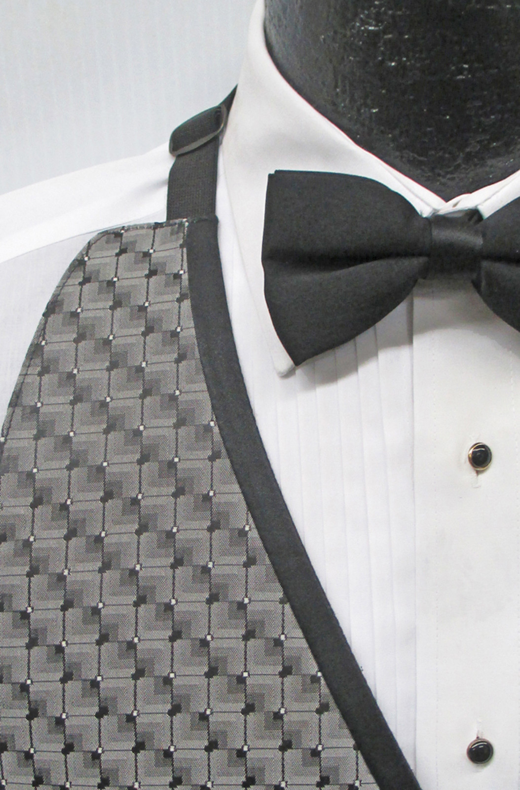 Men's Silver Open Back Tuxedo Vest & Bow Tie Set Wedding Prom Fit All(37-50)