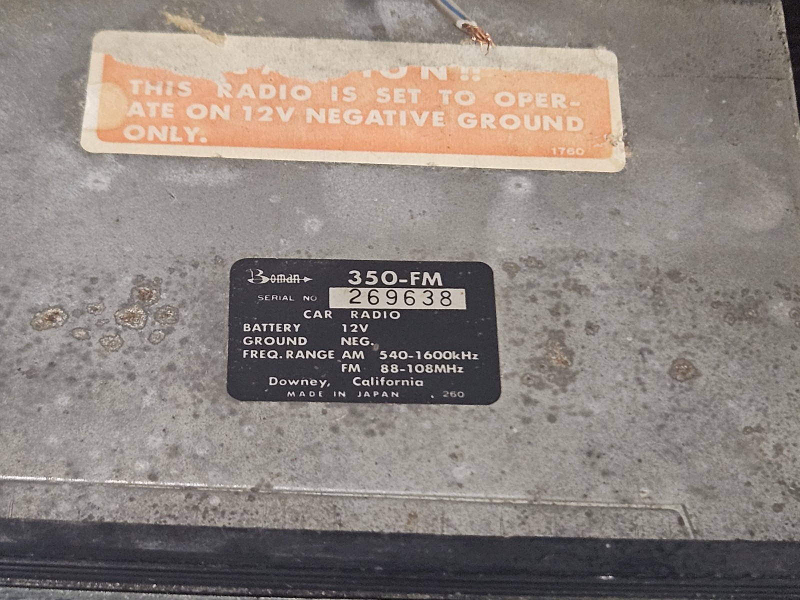 Vintage Boman Astrosonix 350-FM Car Radio AM/FM 12V Shaft Style Made in Japan