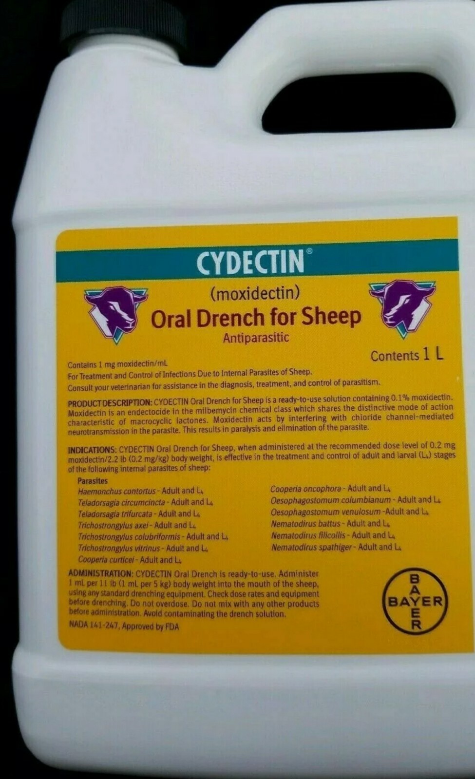 ELANCO Animal Health 22702540 Cydectin 0.1% Oral Drench ANTIPARASITIC - 1L