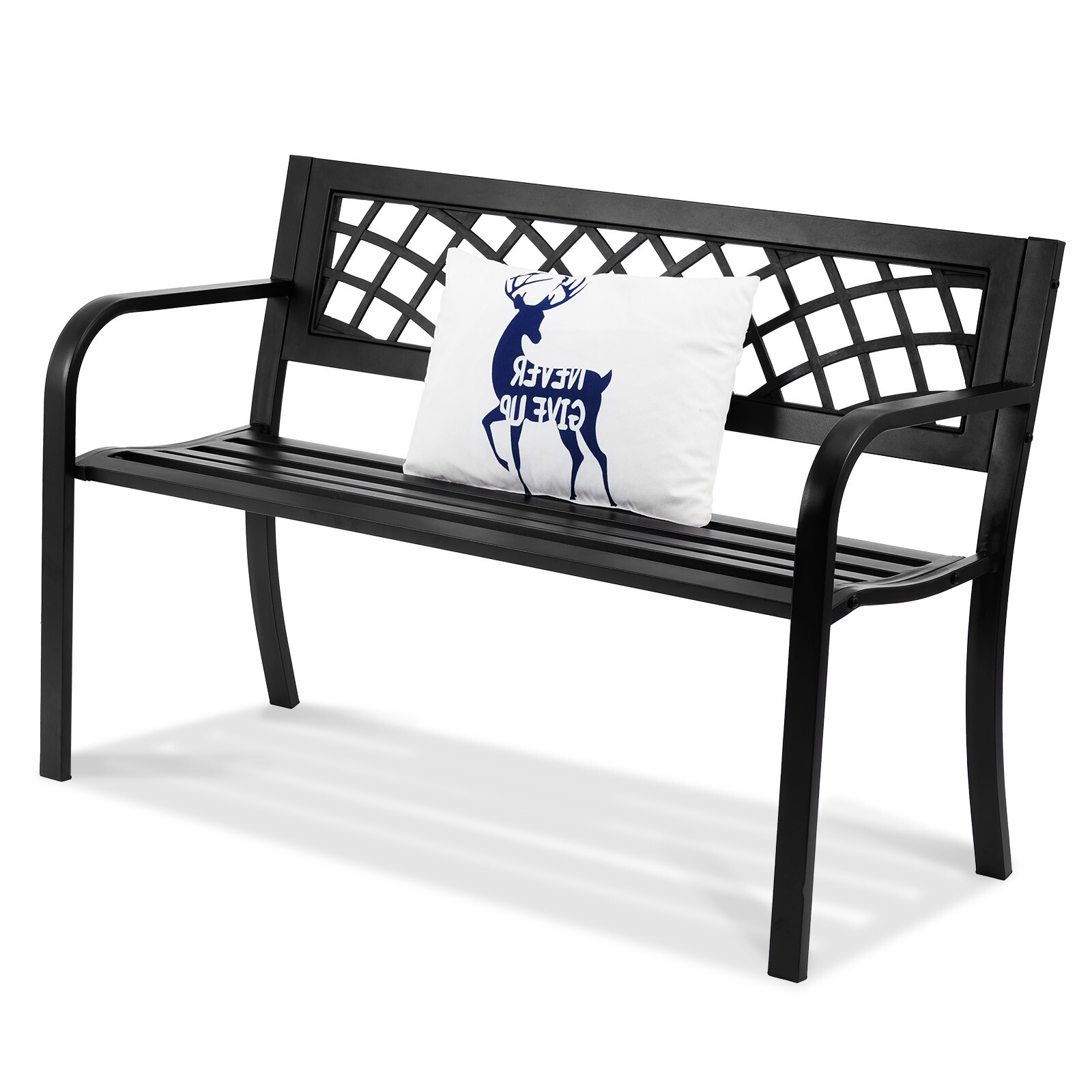 VEVOR Outdoor Bench 46 in Metal Garden Bench 480 lbs Park Patio Yard Porch Bench