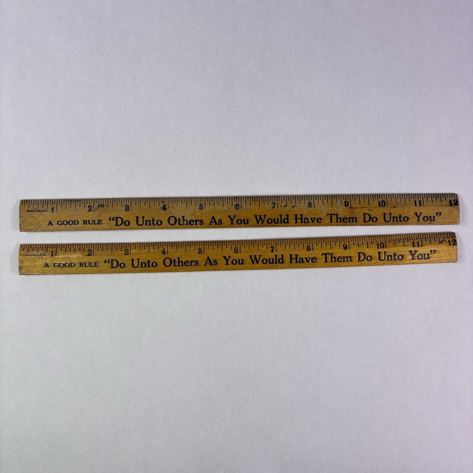 2 Vintage Wooden Coca-Cola Rulers Religious "A Good Rule" The Coca-Cola Bottling