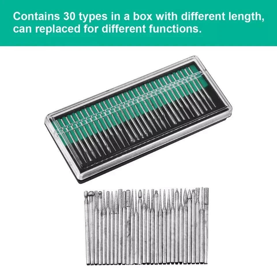 90PCS Diamond Burr Bits Drill Set Rotary Multi Tool Accessories Kit for Dremel