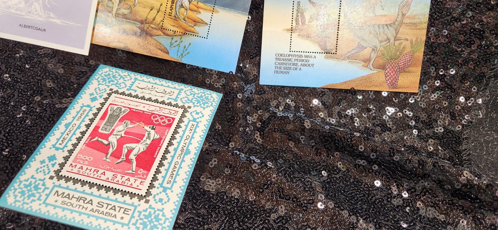 GHANA POSTAGE STAMPS DINOSAUR 1968 ARABIA MAHRA STATE OLYMPIC MEXICO LOT 4" New