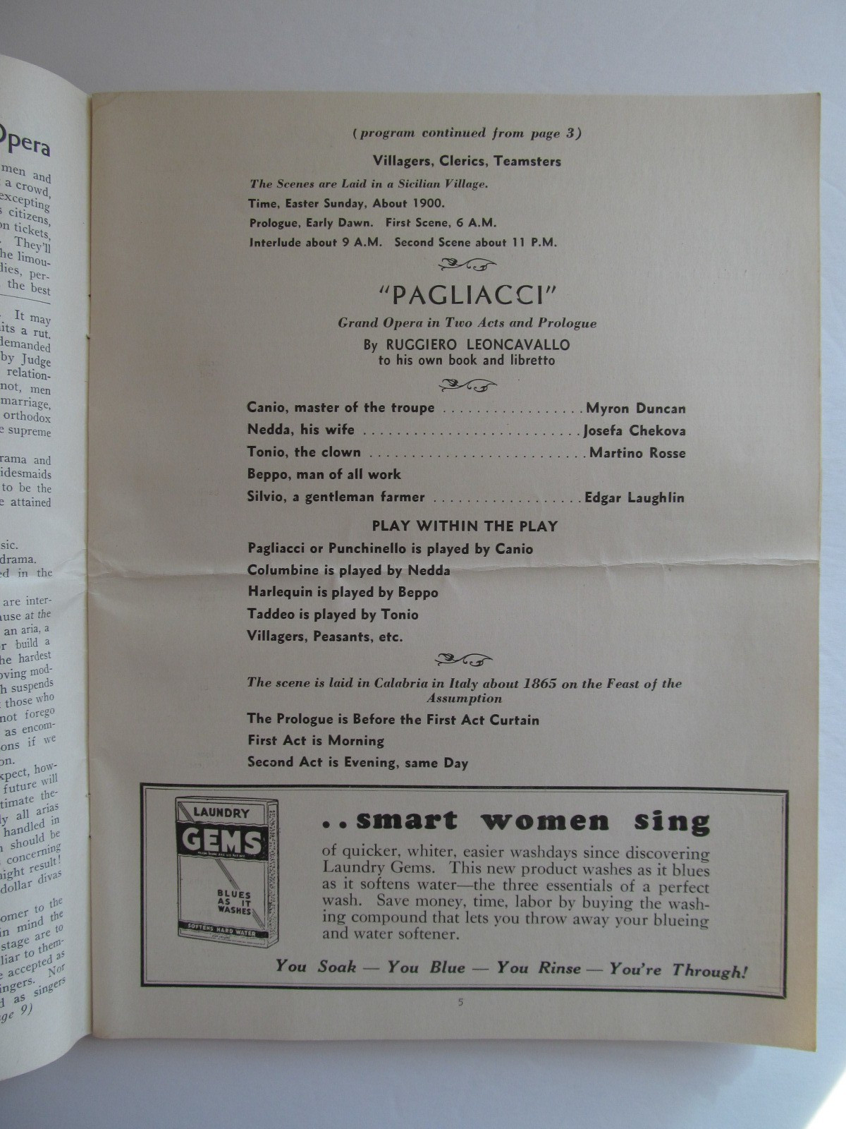 National American Opera Co. - Program - Camden NJ - 1934 - Cav/Pag