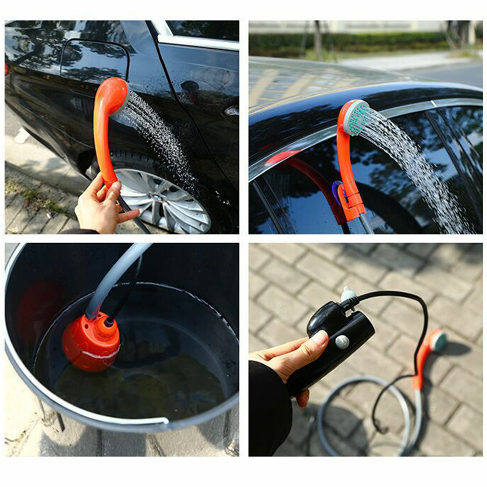 62W 12V Portable Outdoor Shower Head Water Pump Camping Hiking