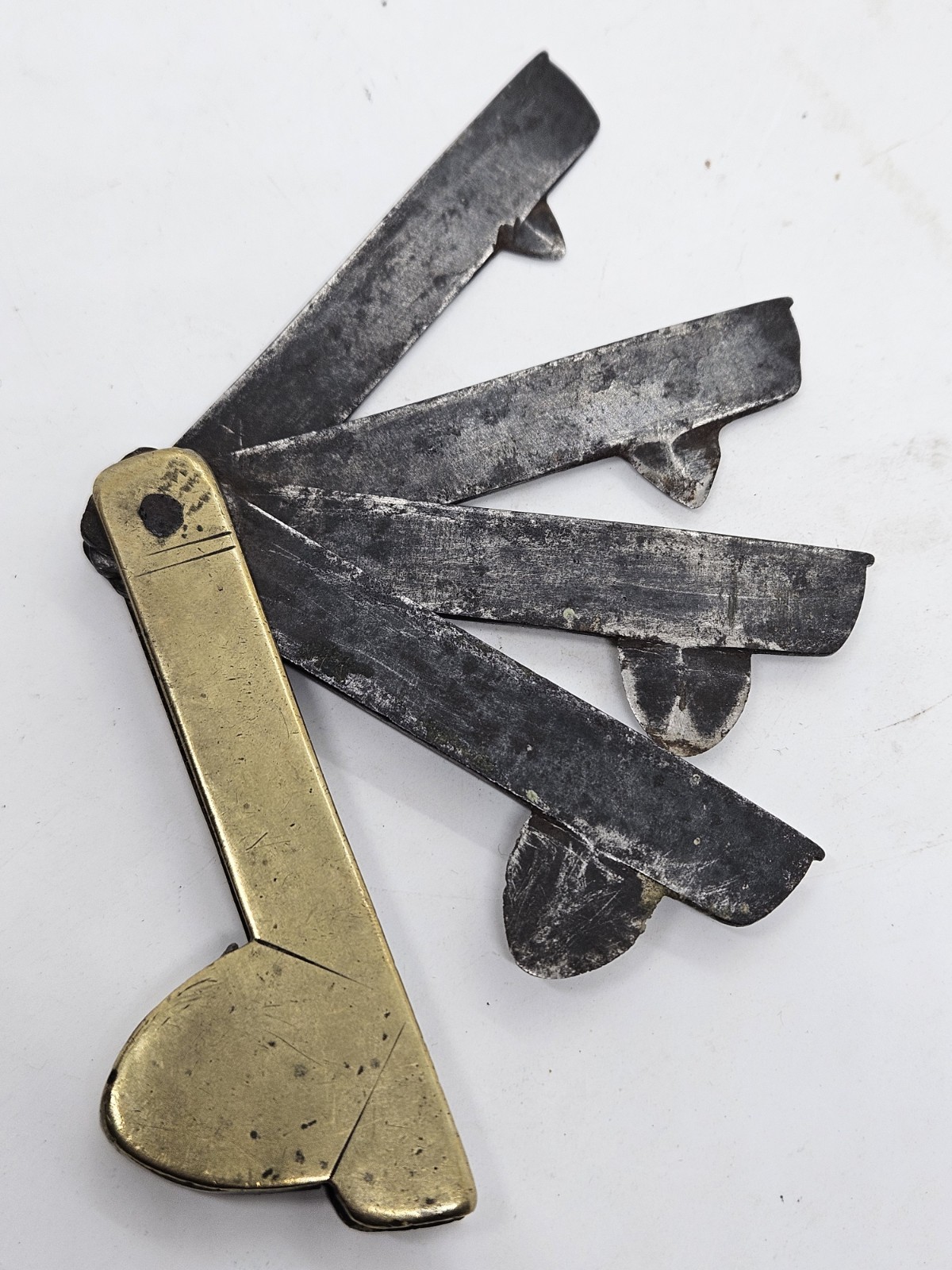 Antique 1800's Holmes Victorian Brass 4 Blade Bloodletting Quack Medical Fleam