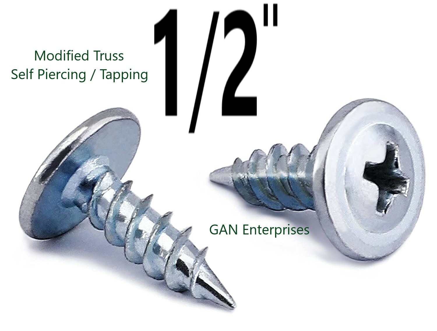 Modified Truss Head Phillips Self piercing sharp point screws #8 x 1/2"- 3" Zinc