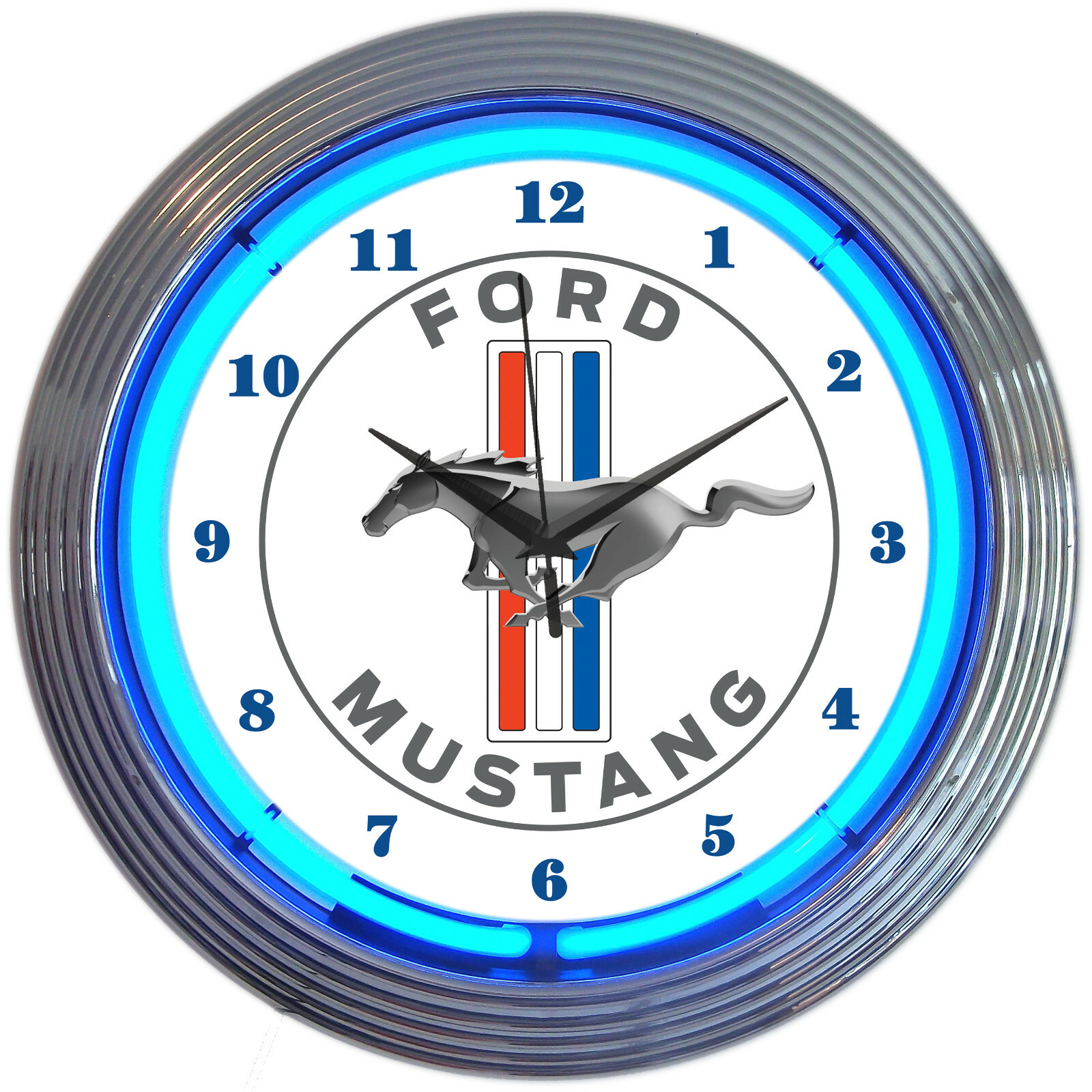 Ford Mustang Neon Clock sign Licensed light GT 5.0 Racing V8 Dads Garage lamp