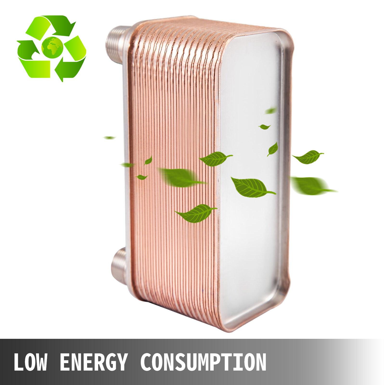 30 Plate Brazed Heat Exchanger w/ Brackets 3"x8" 3/4" MPT 316L Stainless Steel