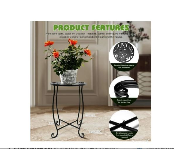 2 Pack Indoor Outdoor Side Tables, Weather Resistant Metal Patio Side Table