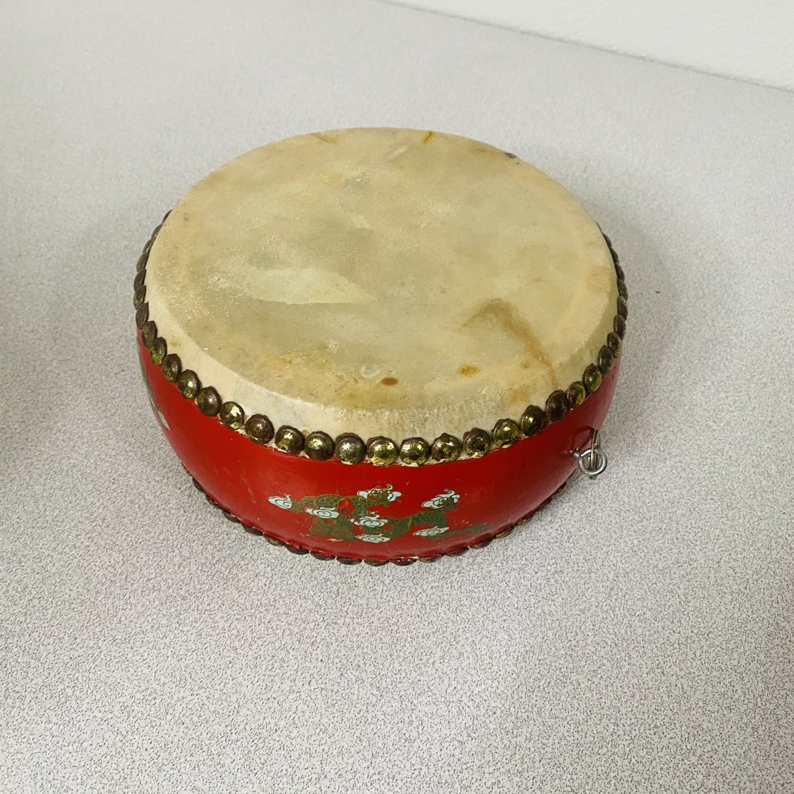 Chinese Red Dragon Dance Drum Double Sided Traditional Festival Parade Tanggu