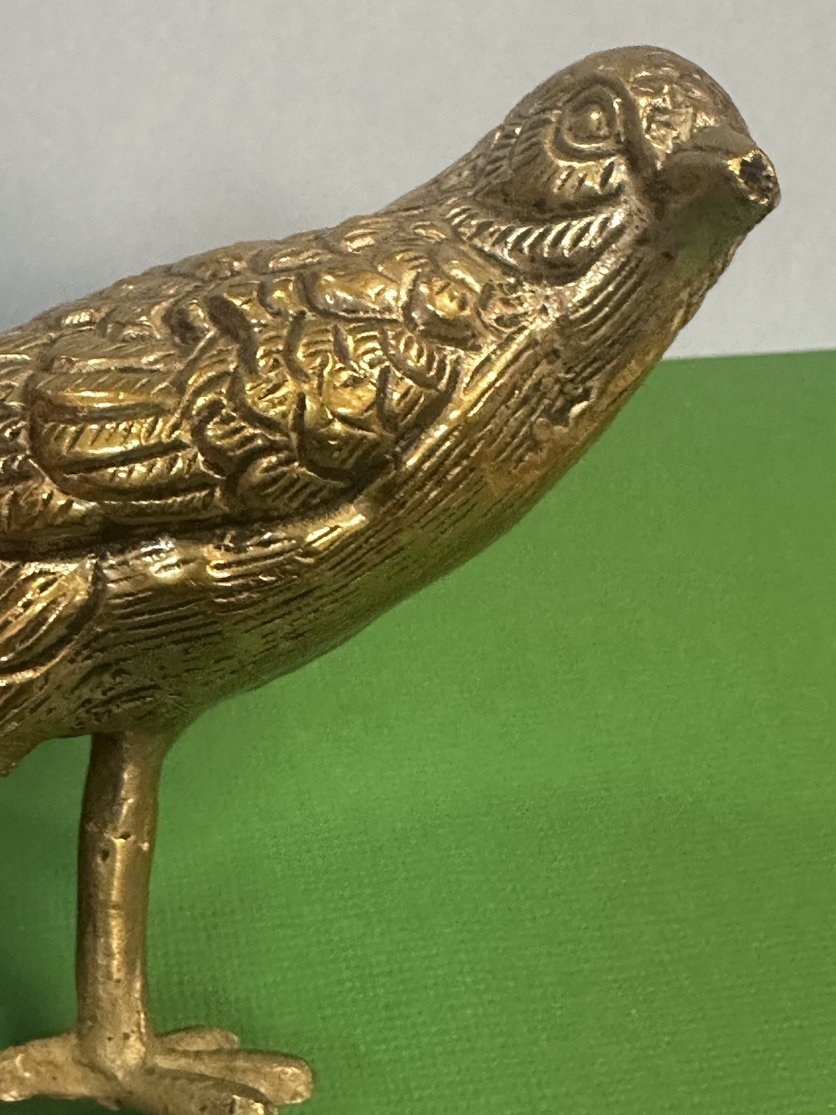 Vintage Solid Brass Bird Ronin? Figurine Peep