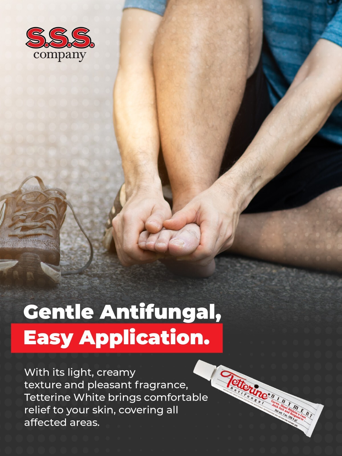 Tetterine Antifungal Cream for Athlete's Foot, Jock Itch, Ringworm - 1 oz