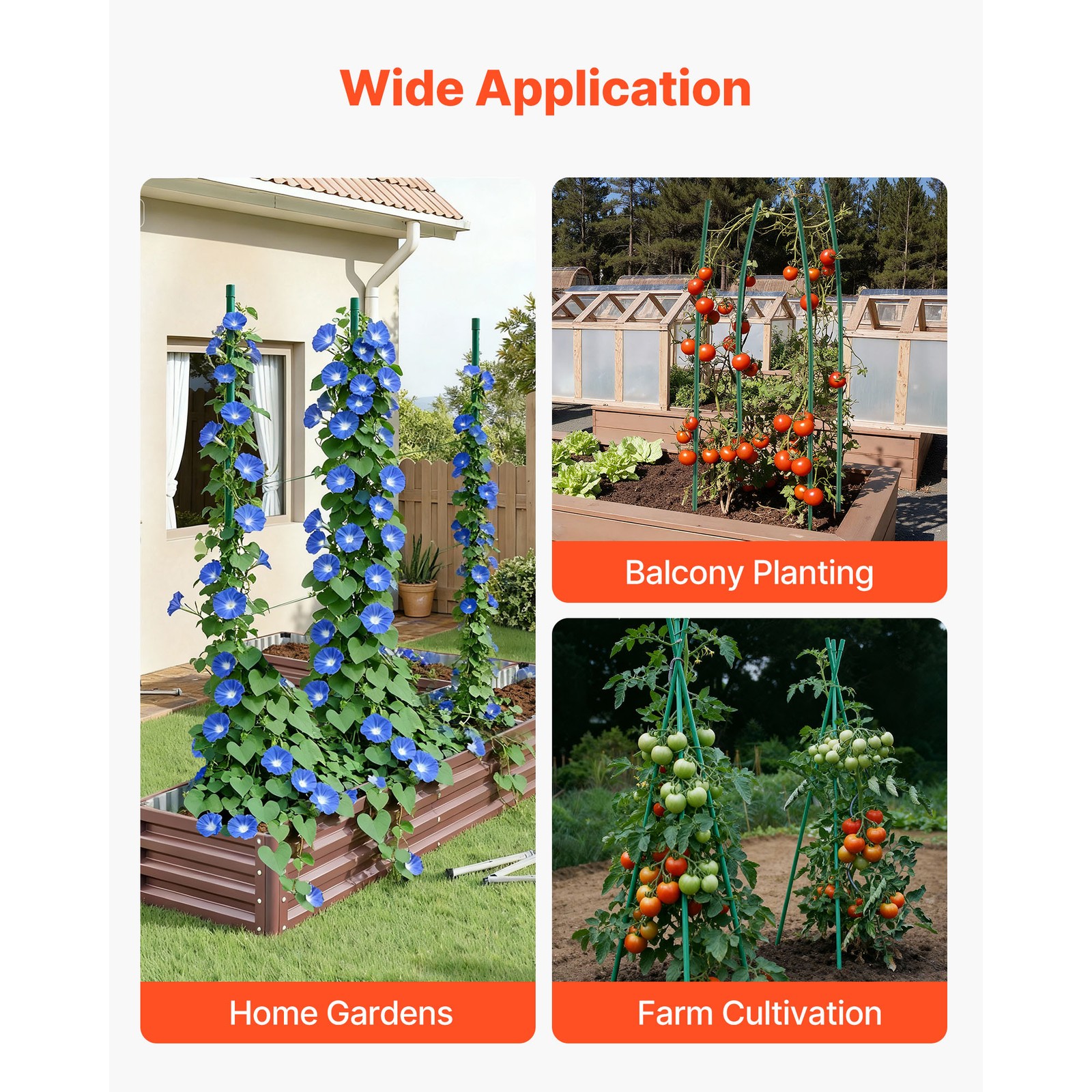 Uimoso Garden Stakes 50 Pack 70.87 inch Plastic Coated Metal Plant Supports