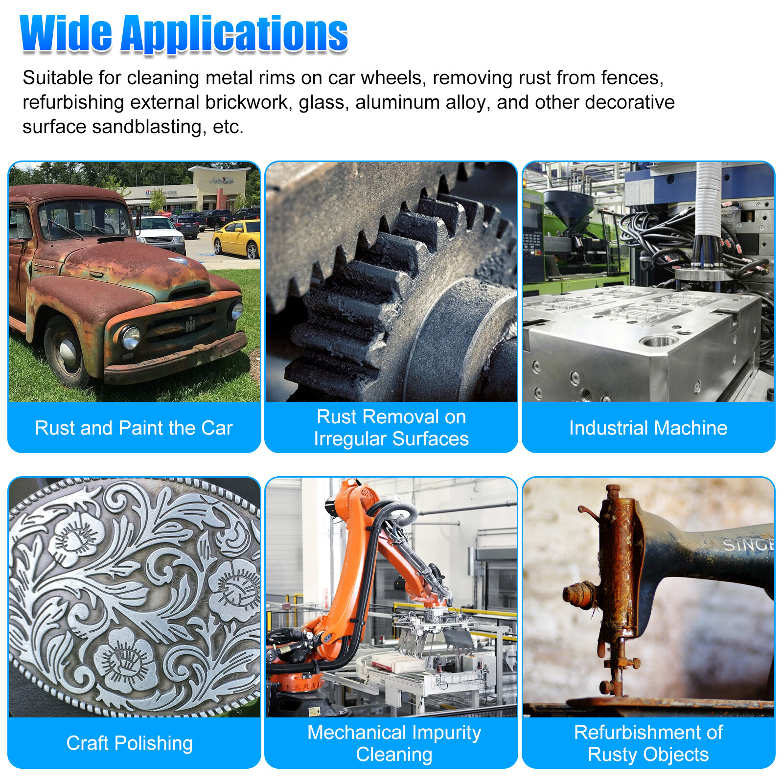 Sandblaster Air Kit Abrasive Sandblasting Gun Sand Blaster with 4 Ceramic Nozzle