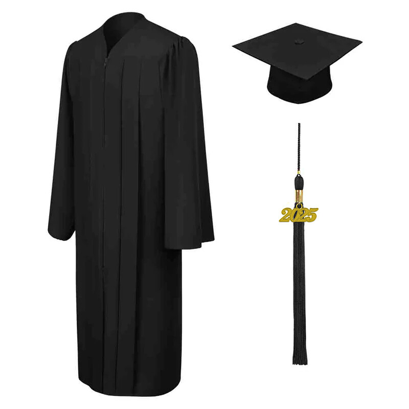 Matte Black High School/Bachelor Graduation Cap & Gown