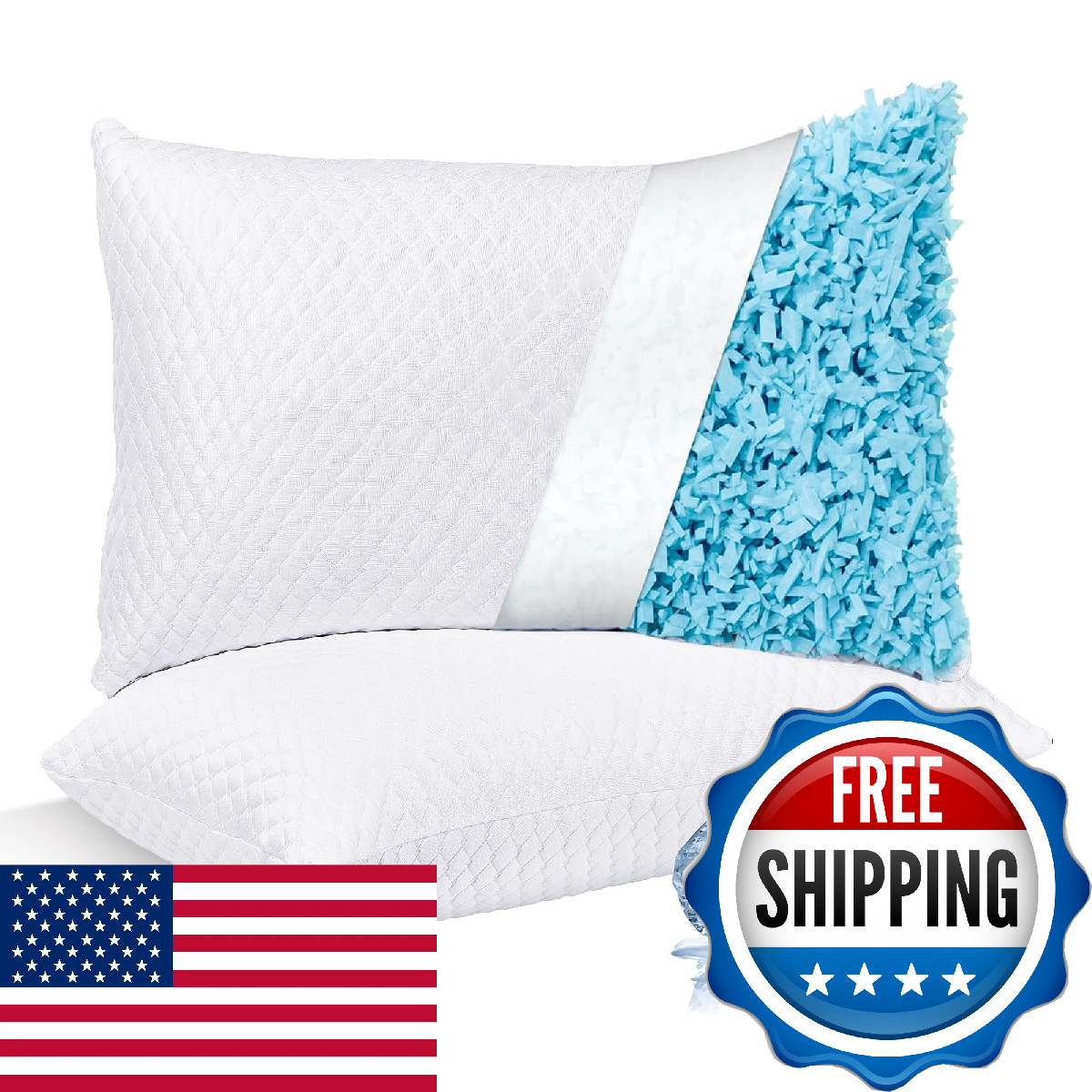 NTCOCO Cooling Bed Pillows King Size Pack of 2 for Sleeping Shredded Memory Foam