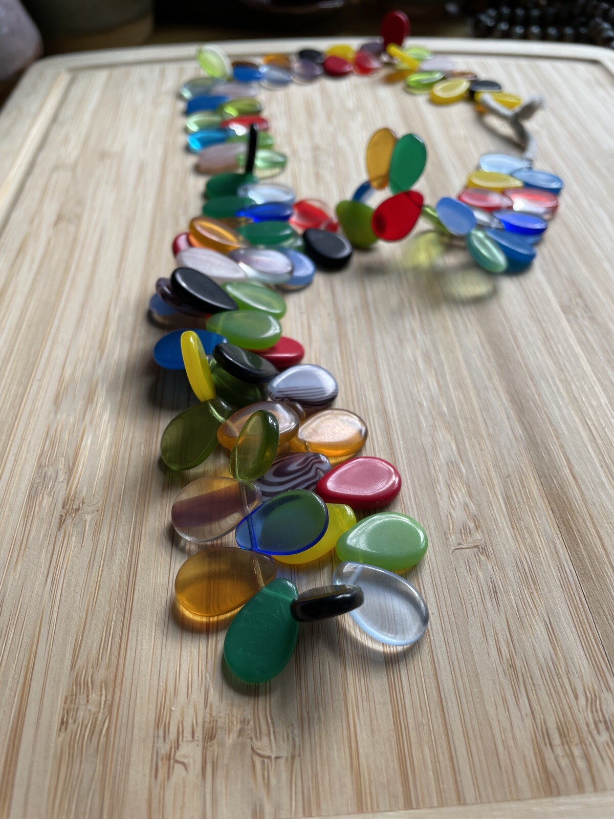 African Trade Beads Mali Wedding Necklace Czech Paddle Glass