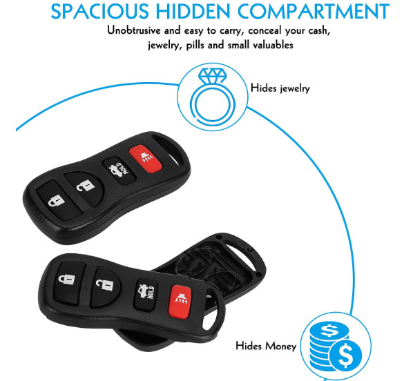 2 Pack Car Key Fob Stash Secret Hidden Compartment Safe Box Diversion