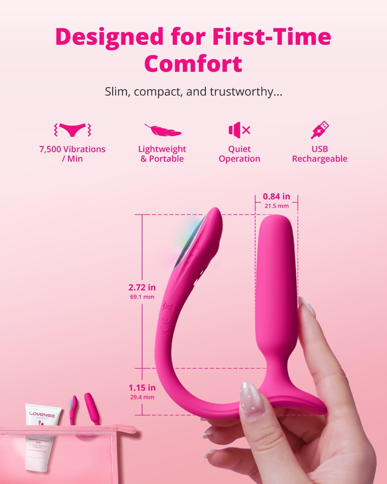 LOVENSE Lush Anal Vibrating Butt Plug Sex Toys, App Controlled Vibrator, LED