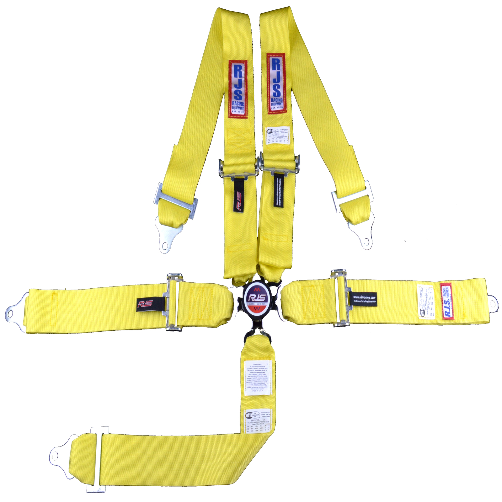 RJS RACING SFI 16.1 CAM LOCK 5 PT RACING HARNESS ROLL BAR MOUNT YELLOW 1032506