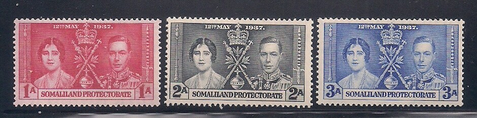 Somaliland P.   1937   Sc # 81-83   Coronation   MLH
