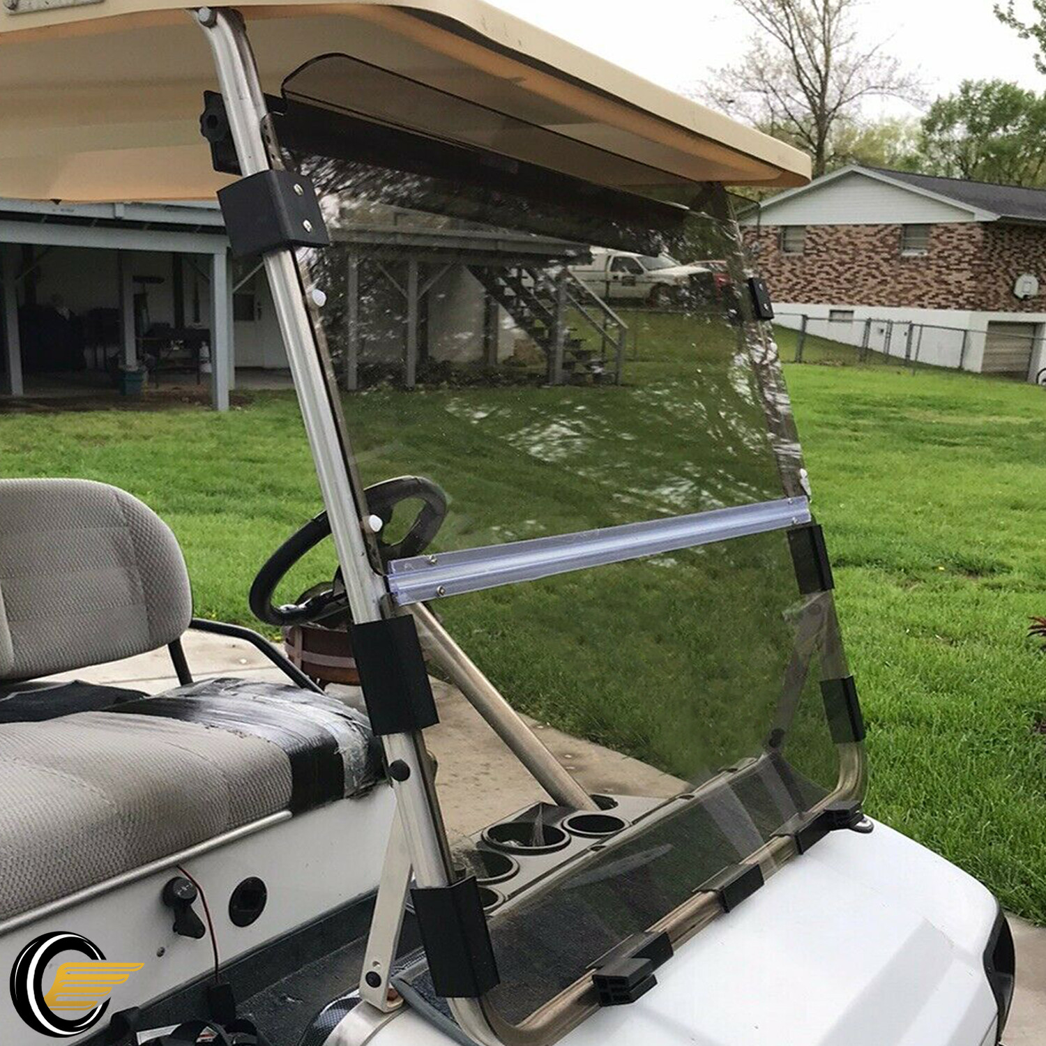 Folding Acrylic Smoke Tinted Windshield for 1982-2000.5 Club Car DS Golf Cart