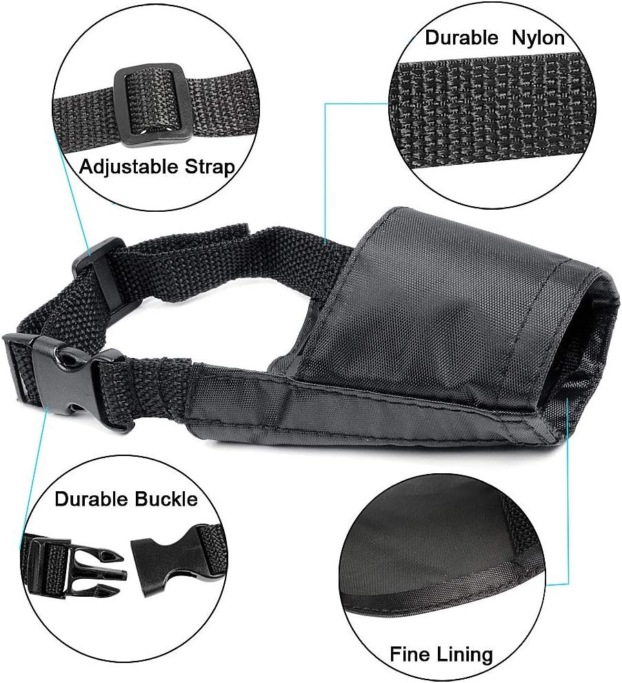 Bozal de Seguridad para Perros Grandes y Pequeños Bozal Ajustable de Cuero PU