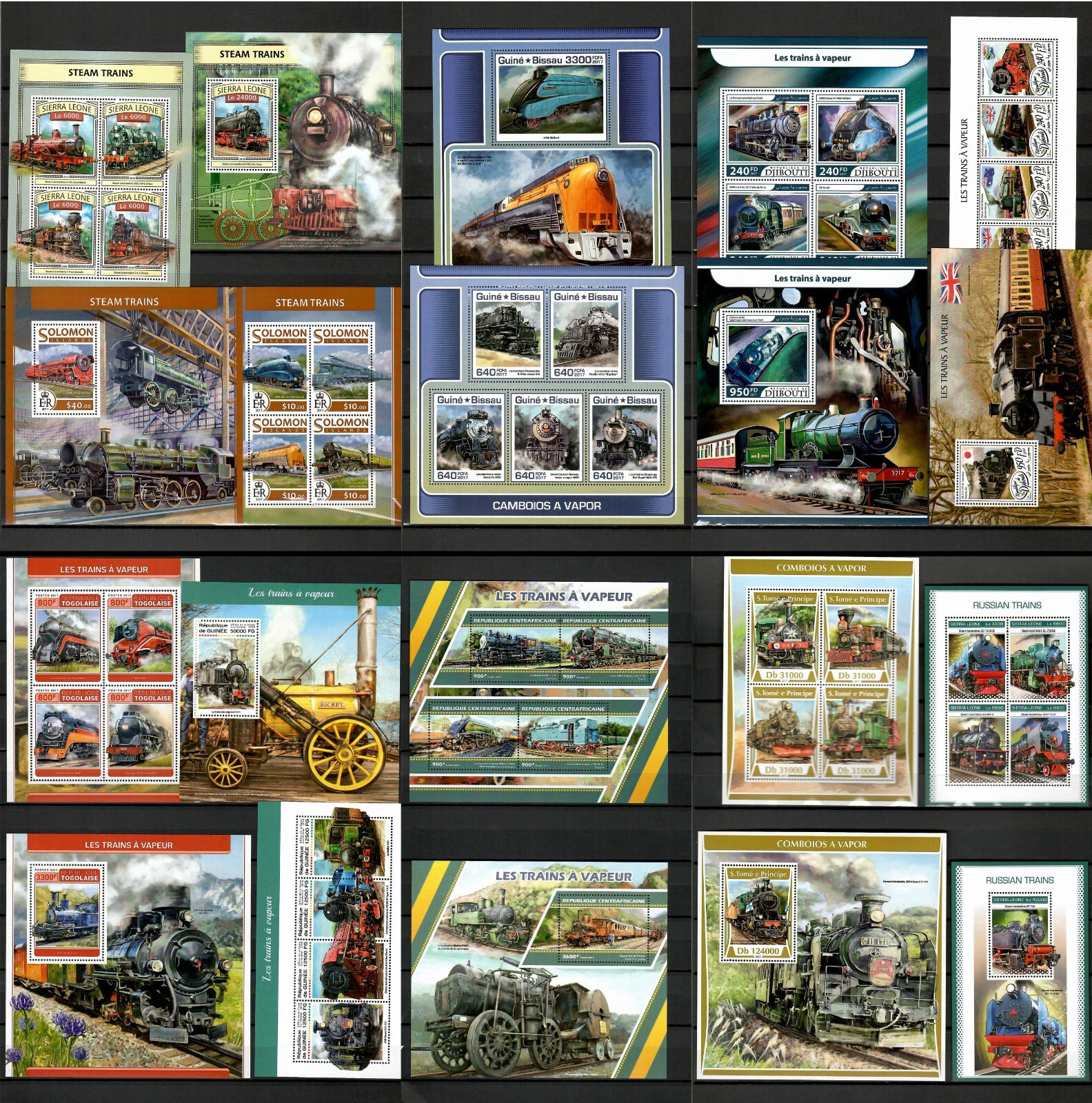 Steam locomotives trains railway 42 sheets 2017-2018 Collection [3] MNH #CNA164