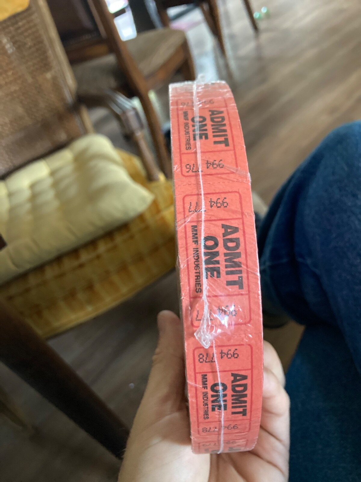 Vintage Red ADMIT ONE  Numbered TICKETS Roll Admission Tags Paper Ephemera